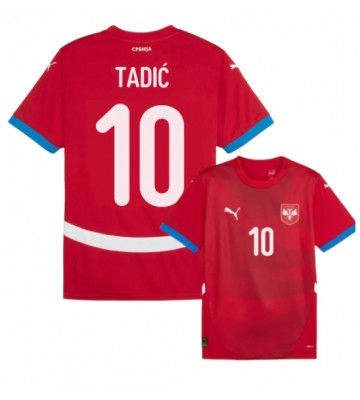 Serbien Dusan Tadic #10 Hjemmebanetrøje EM 2024 Kort ærmer